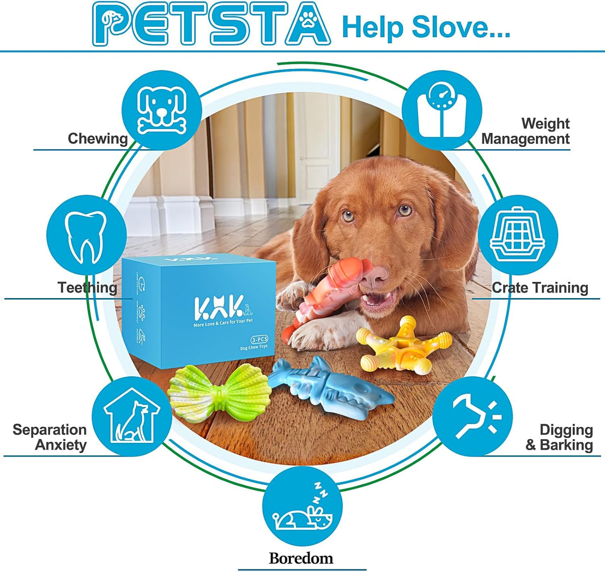 PETSTA Juguetes masticables para perros para masticadores agresivos...