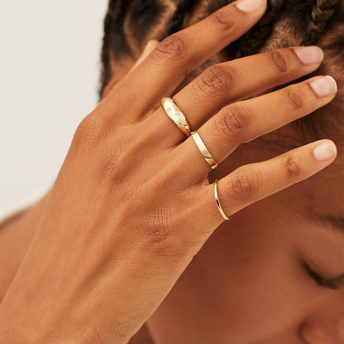 NOKMIT Anillos rellenos de oro de 14 quilates de 3 mm para mujeres,...