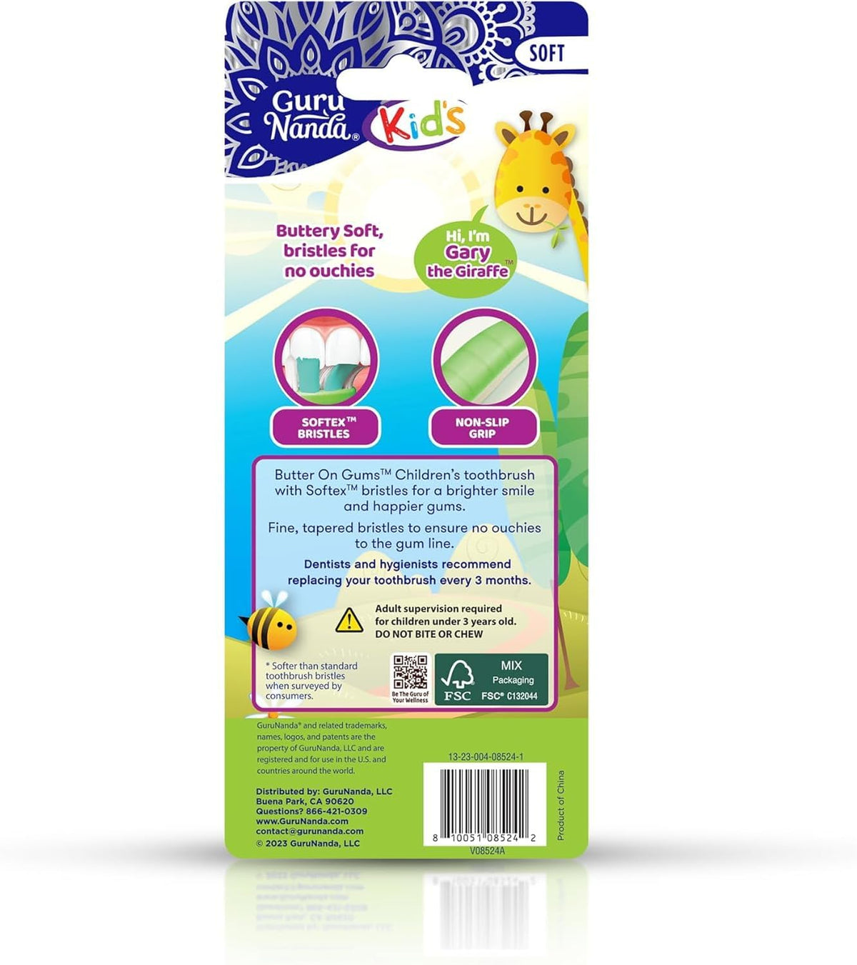 GuruNanda Cepillo de dientes para niños con manteca en las encías -...