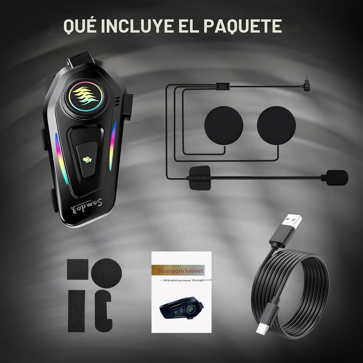 SAMDO K50 - Auriculares Bluetooth para casco de motocicleta V5.3, a...