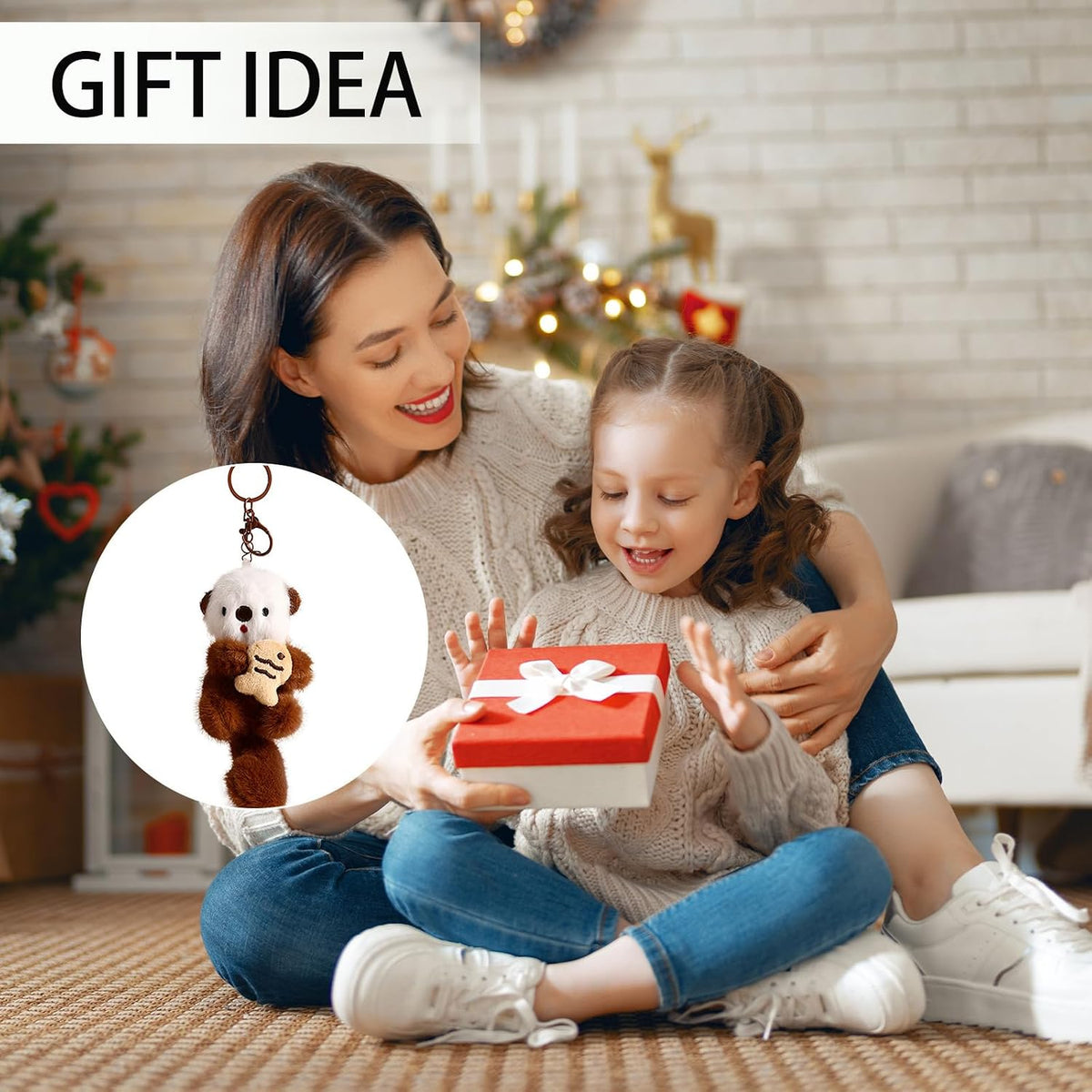 Llavero de peluche con dije de nutria para mujeres, adolescentes y...