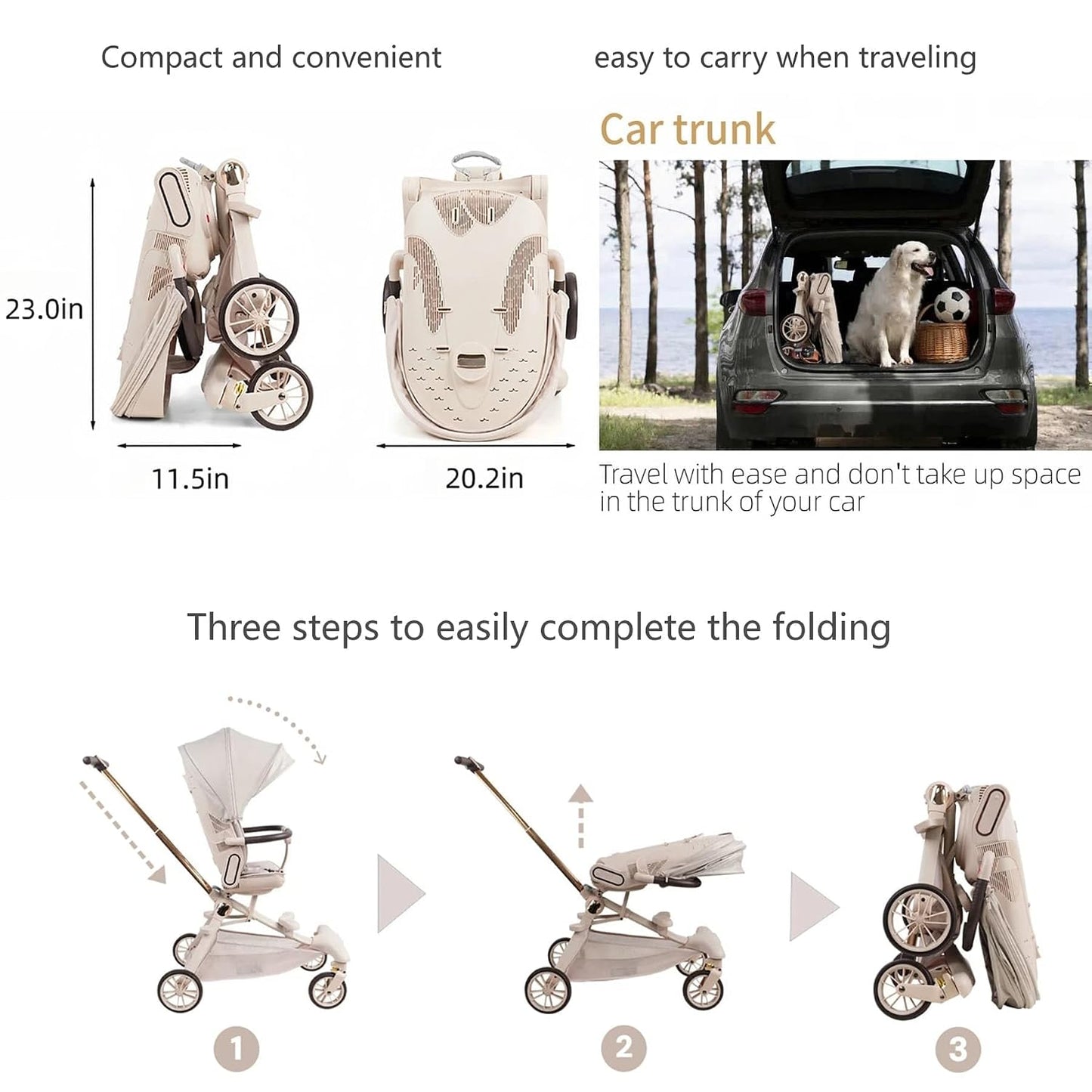 Cochecito plegable ligero para viajes de bebés y niños pequeños, as...