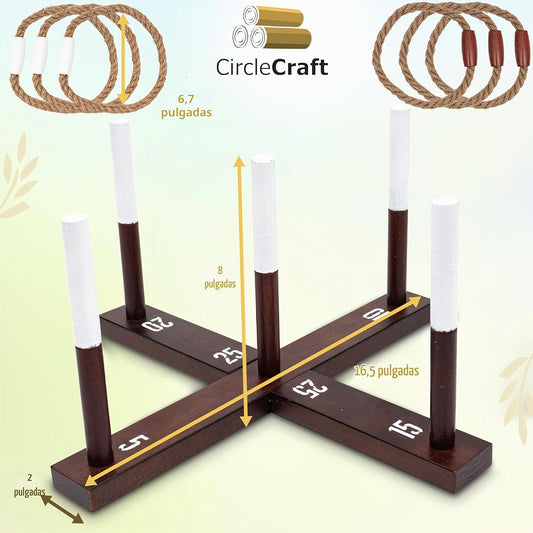 Juego de lanzamiento de anillos CircleCraft, incl. 6 anillos de cue...