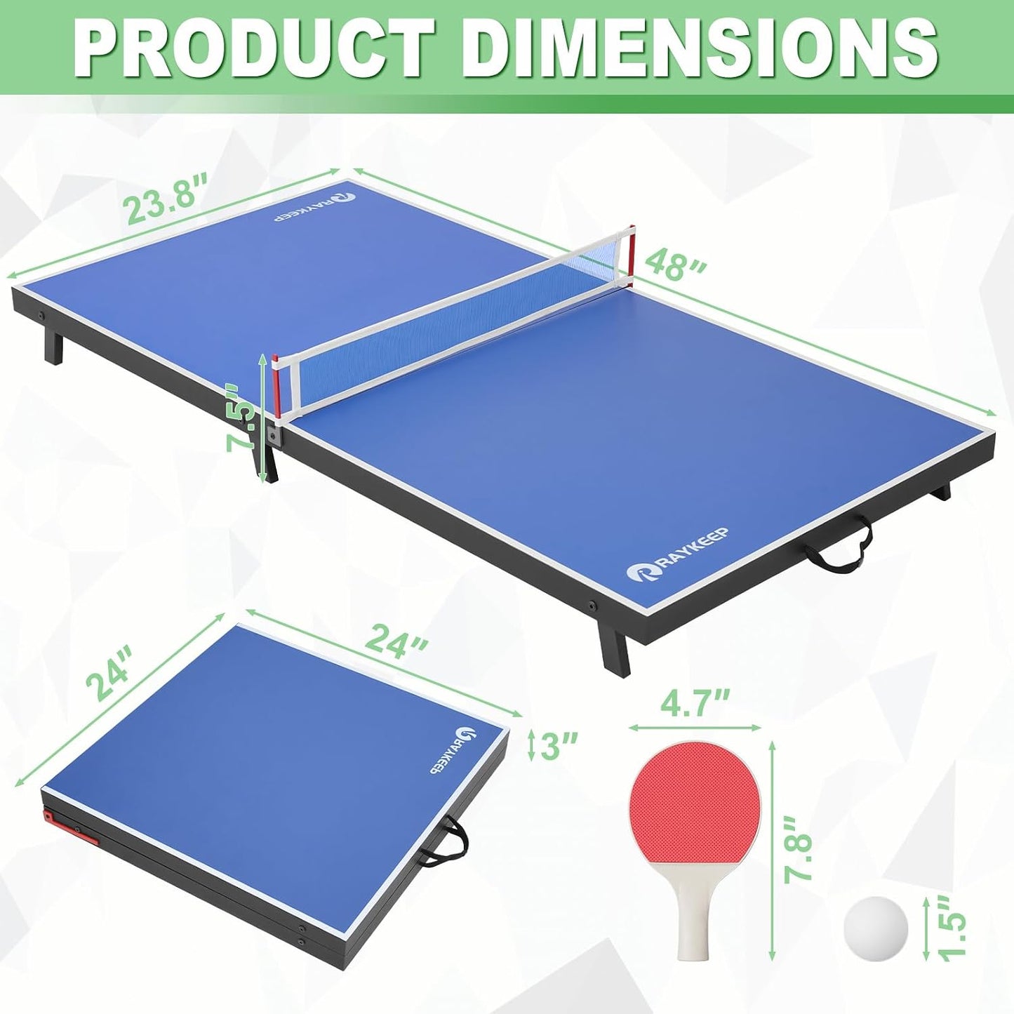 RAYKEEP Mini mesa de tenis de mesa plegable, mesa de ping pong port...