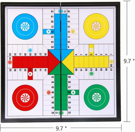 Amerous Juego de Ludo Go Board plegable de viaje magnético de 10"