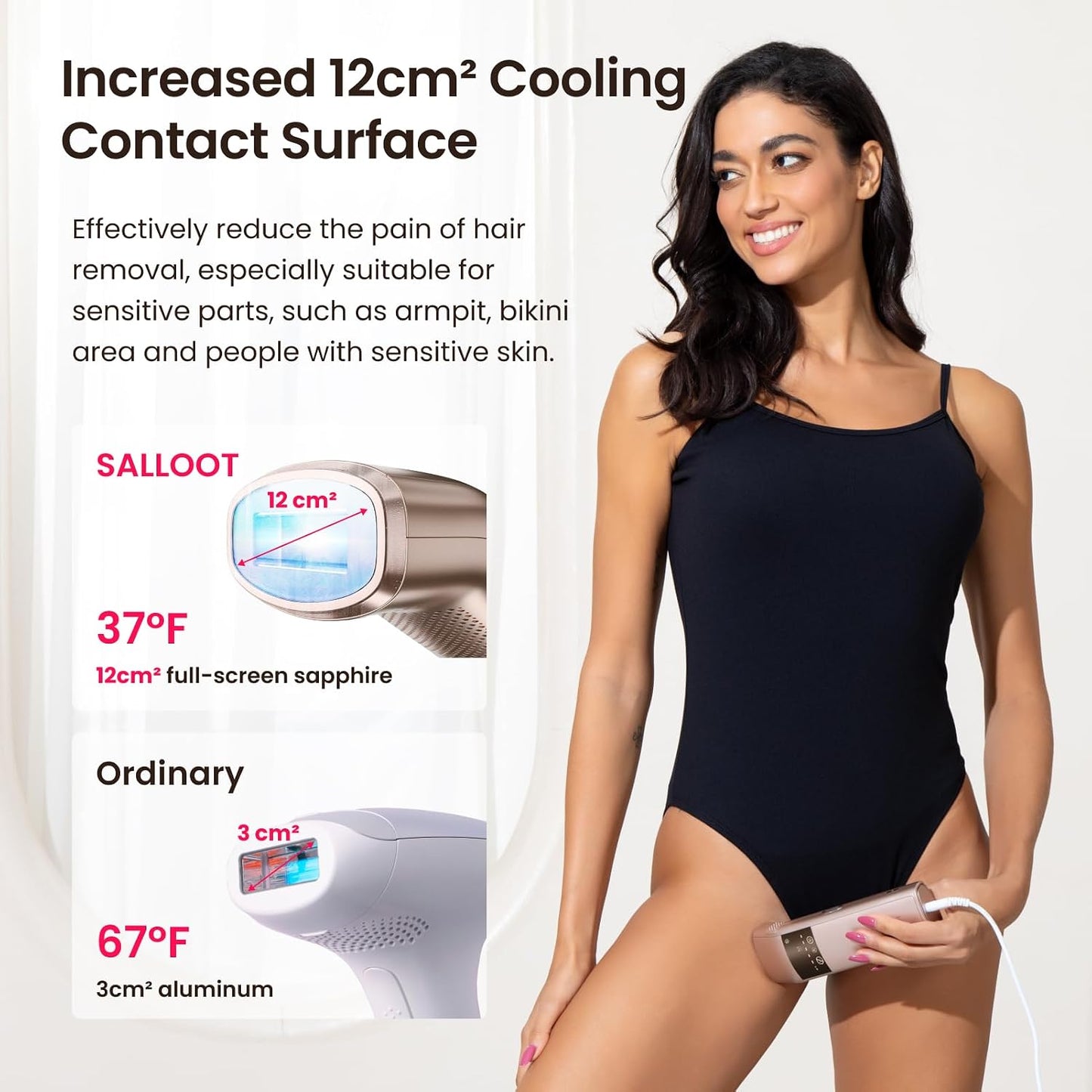 Depilación láser IPL para mujeres y hombres, 25J triple pulso y 1.9...