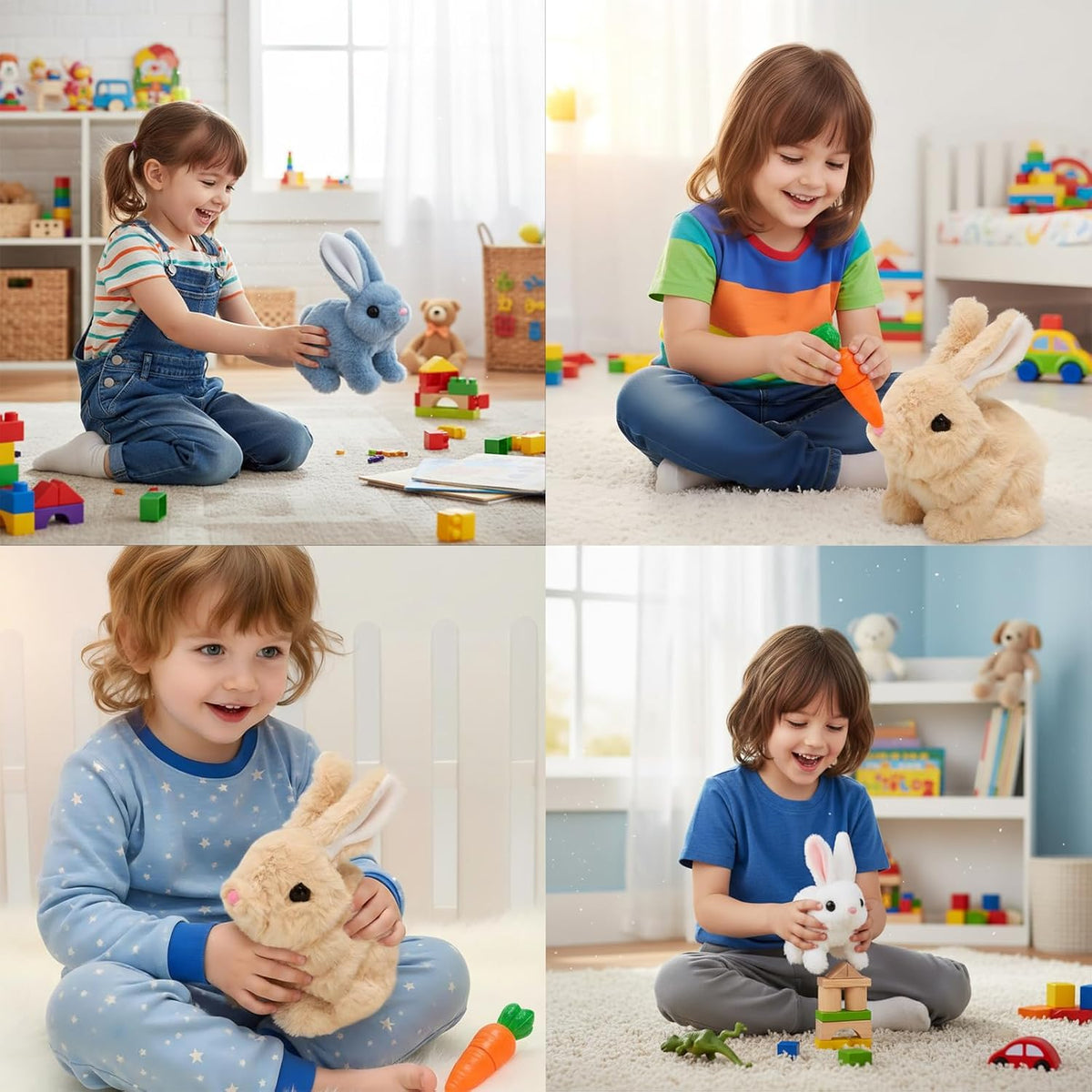 Zloeoa Conejito de peluche de peluche, juguete electrónico interact...