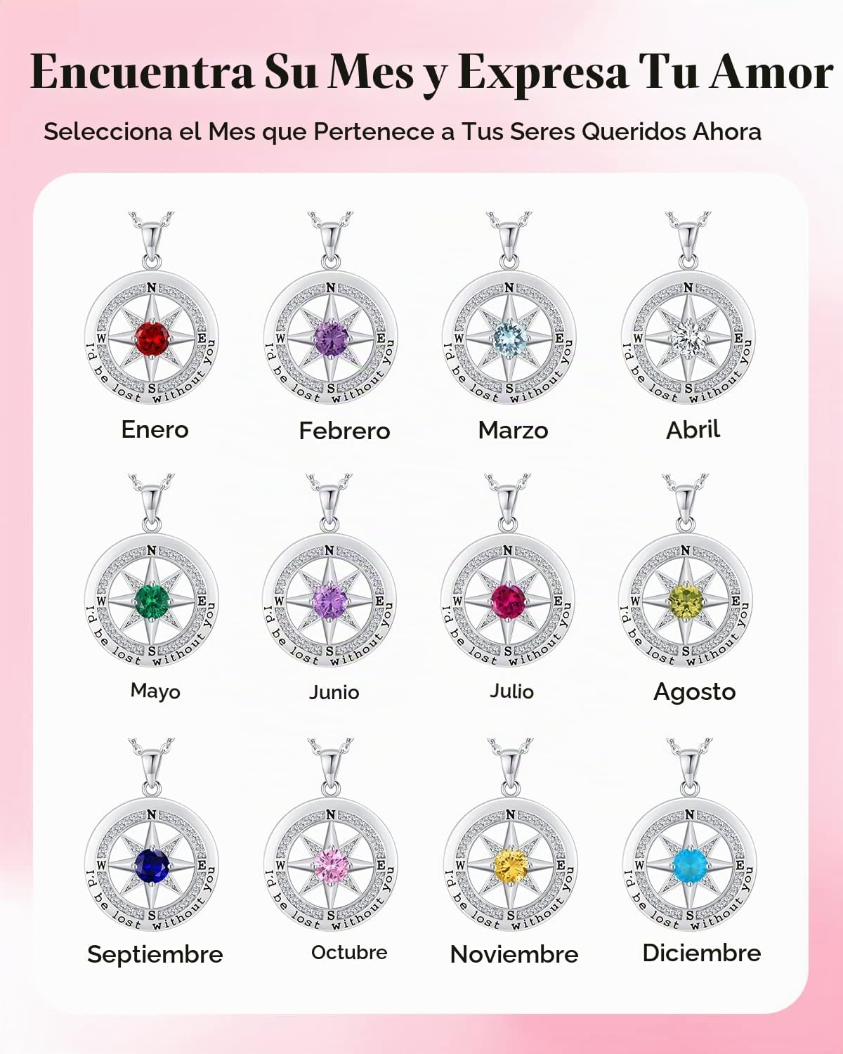Collar Brújula Mujer, Regalos Aniversario Esposa, Plata 925 Joyas A...