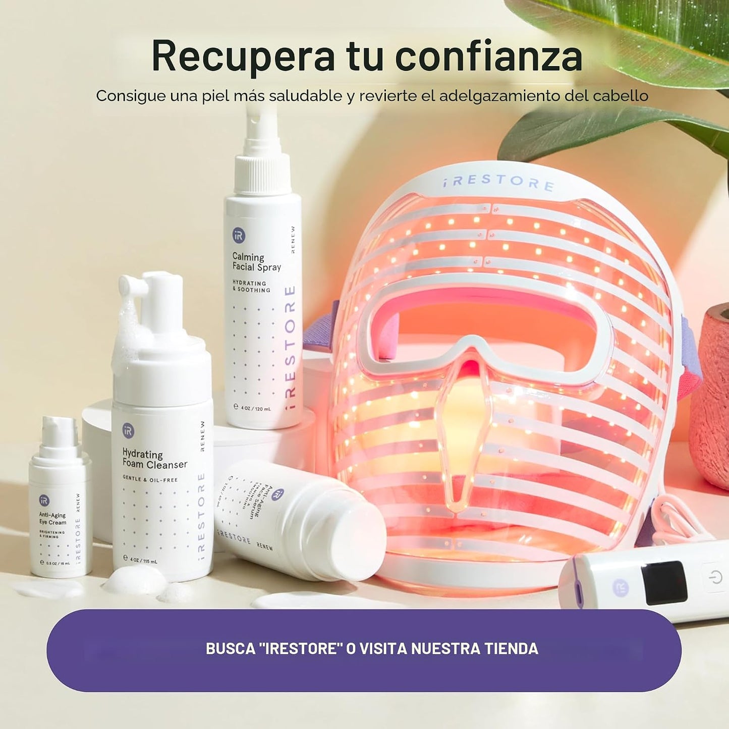 iRestore Máscara facial LED para piel juvenil, terapia de luz roja...