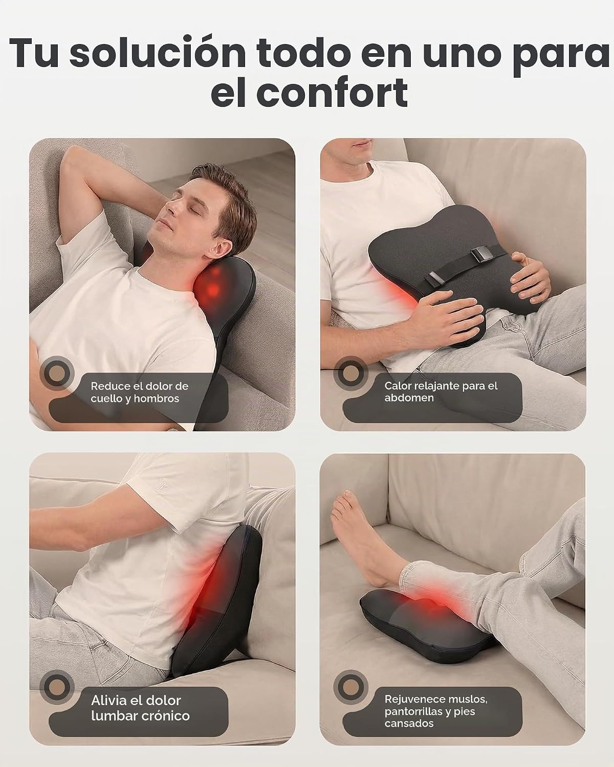 YESMILE Almohada masajeadora de cuello con calor, almohada de masaj...