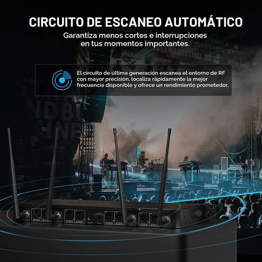Phenyx Pro Sistema de micrófono inalámbrico de escaneo automático U...