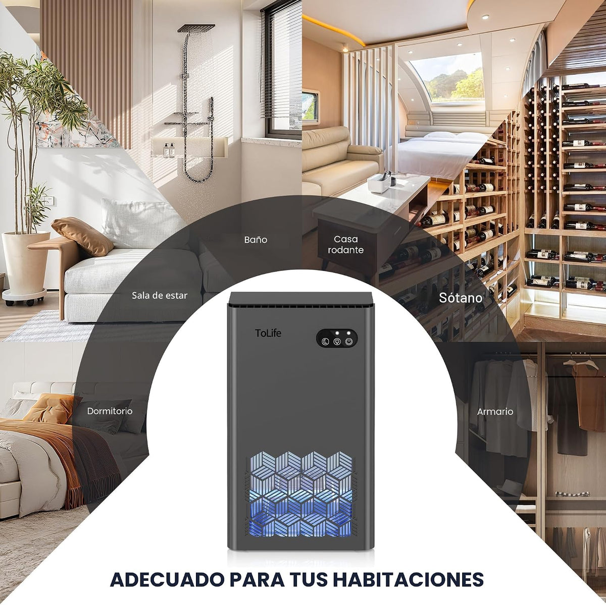ToLife Deshumidificador, 1000 pies cuadrados tanque de 95 onzas con...