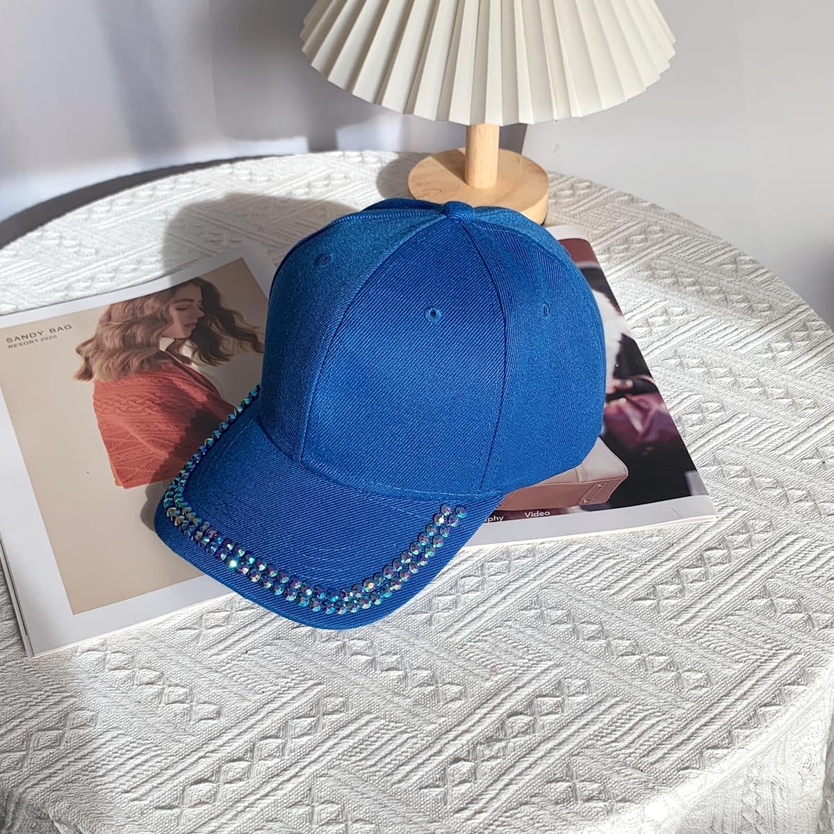 BUDUBIBI Gorra de béisbol con diamantes de imitación para mujer, go...