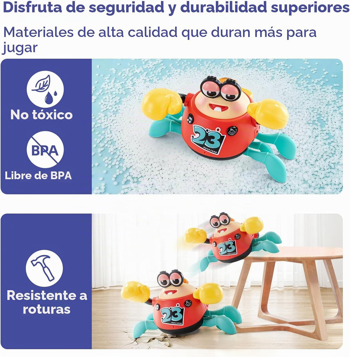HOLA Juguete interactivo de cangrejo para gatear con grabación de v...