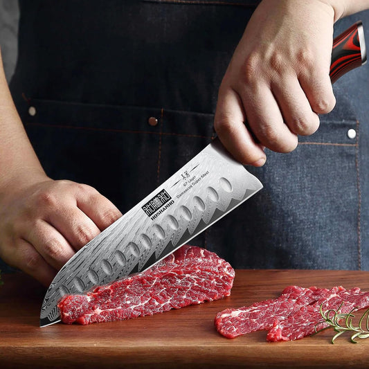 HOSHANHO Cuchillo Santoku de Damasco, cuchillo de cocina japonés pr...