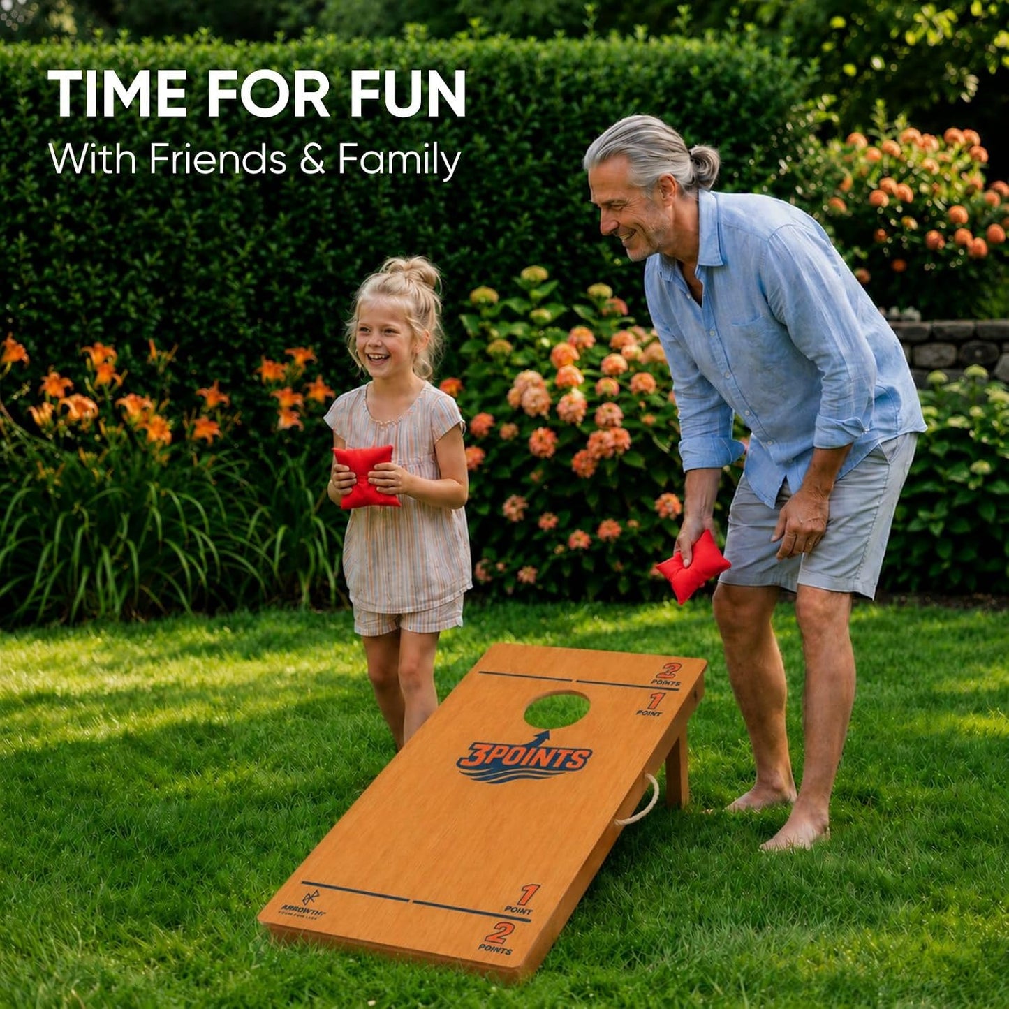 ARBORYTH Juego de tablas de cornhole de madera maciza, natural, 8 b...