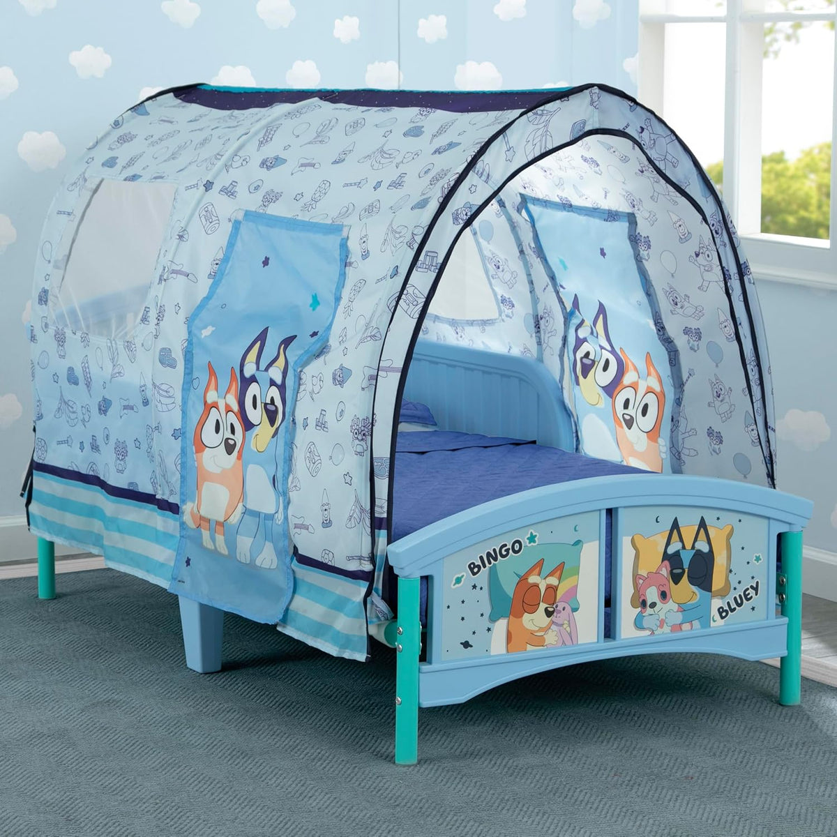 Delta Children - Cama infantil de plástico Bluey con tienda