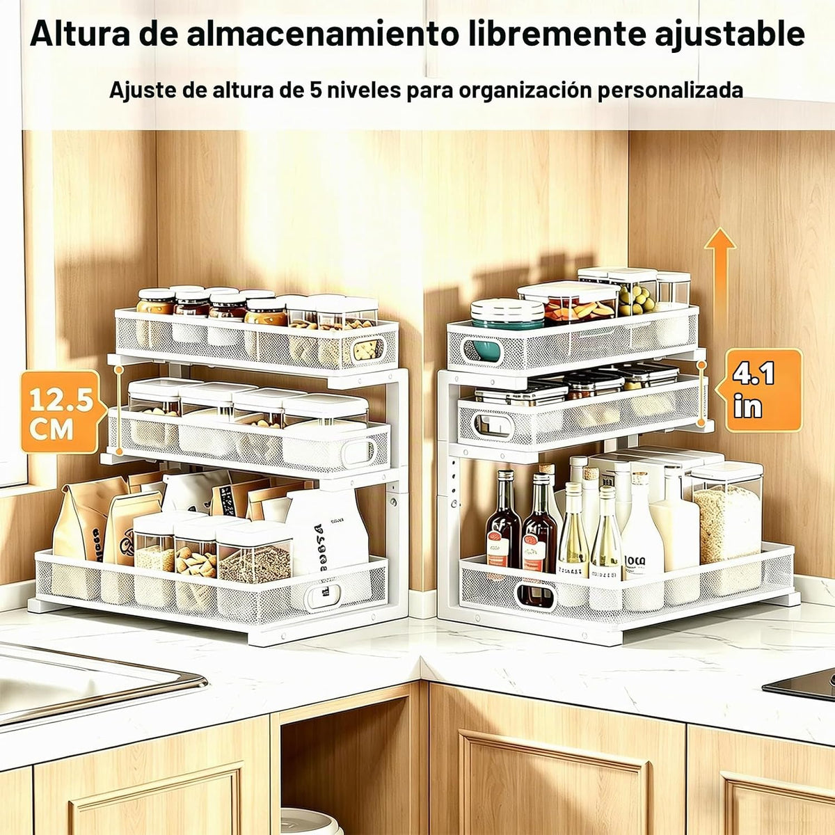 Paquete de 2 organizadores para debajo del fregadero, organizador d...