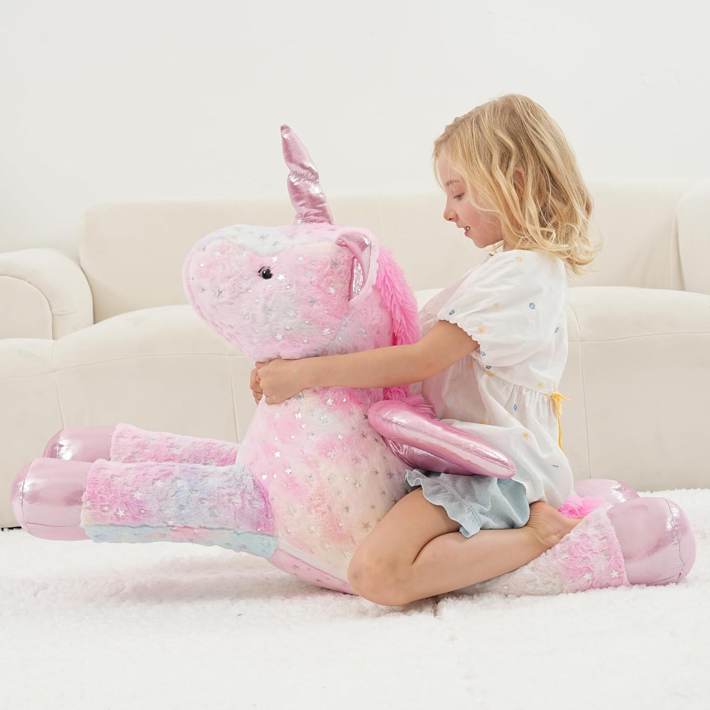 Jrystar Juguete de peluche de unicornio gigante, juguete de unicorn...