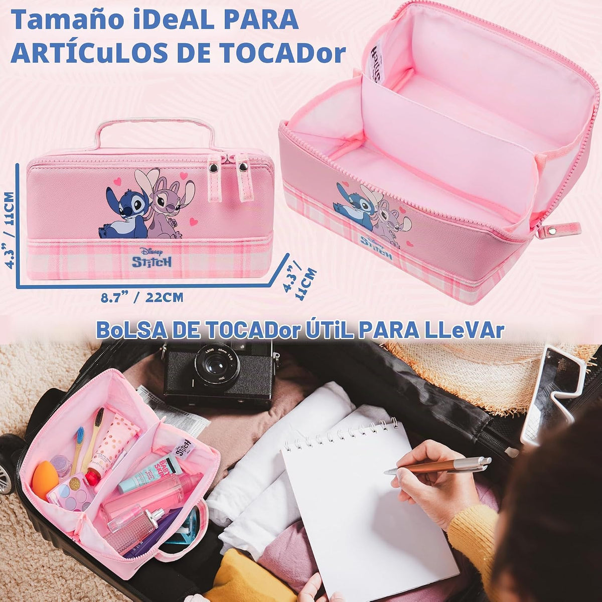 Get Trend Bolsa de Aseo Disney Stitch para Mujeres Adolescentes Art...