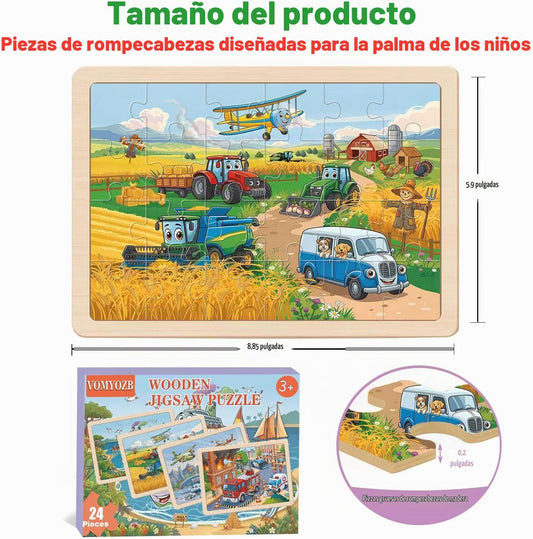 Rompecabezas de madera para niños de 4 a 6 años, paquete de 4 con 2...