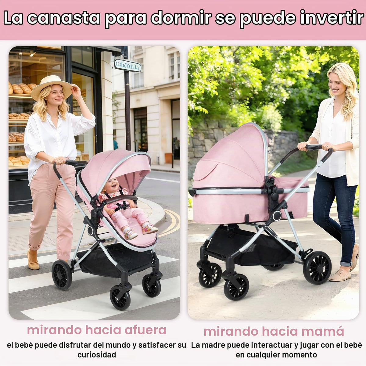 Cochecito de bebé 2 en 1 con modo moisés \u2013 Cochecito plegable...