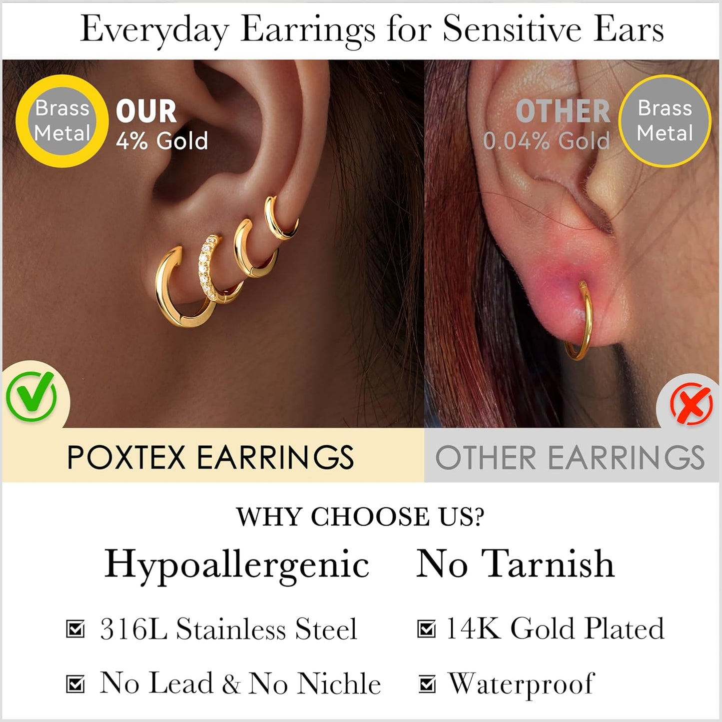 Juego de aretes de aro huggie pequeños de oro para mujeres y hombre...