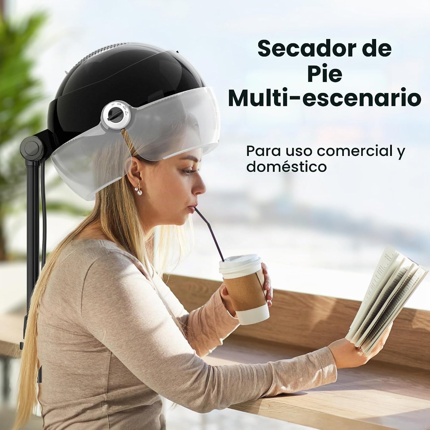 SalonDepot Secador de pelo profesional iónico con capucha, altura a...