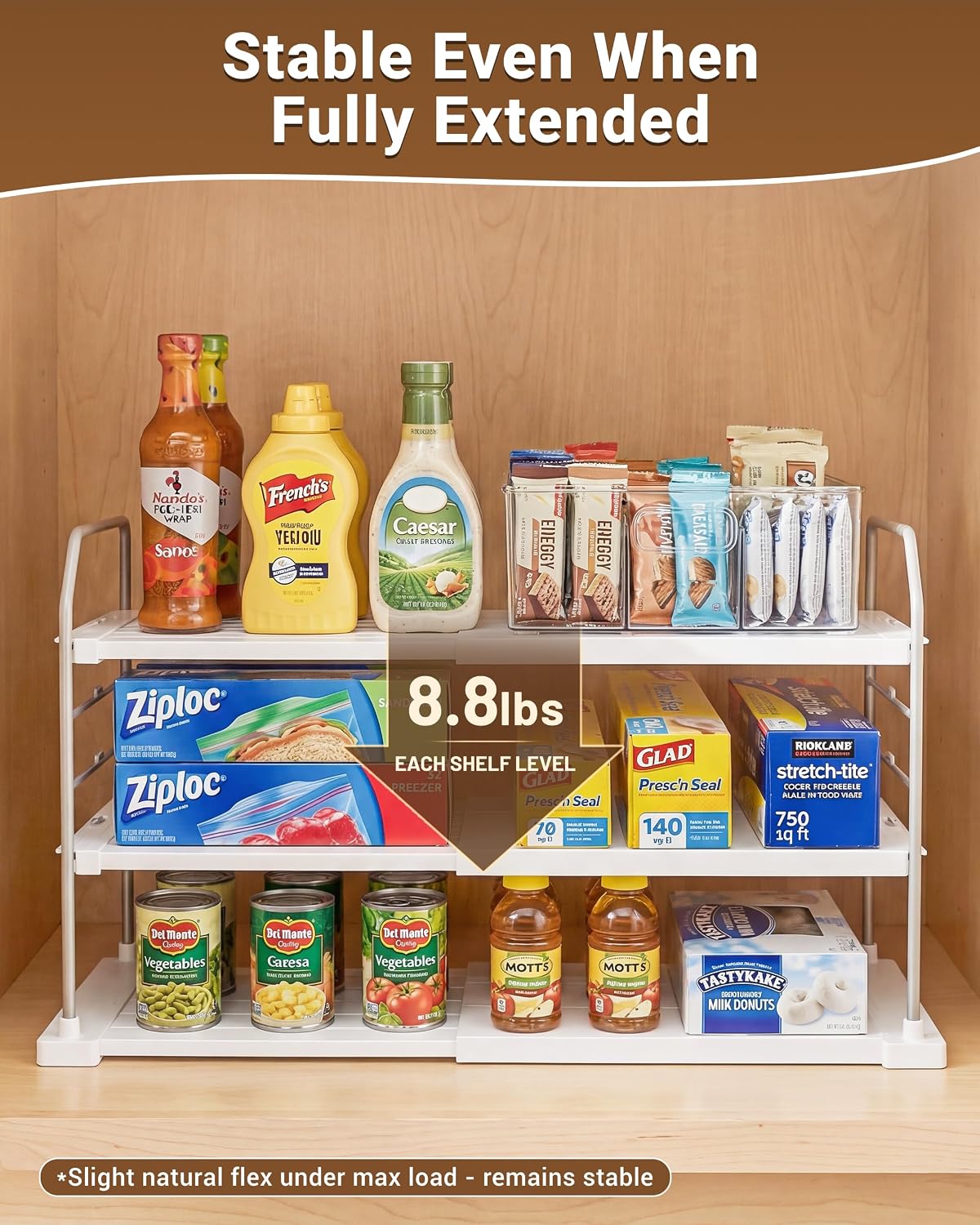 EVERIE Soporte extensible de 3 niveles para artículos pesados, tarr...