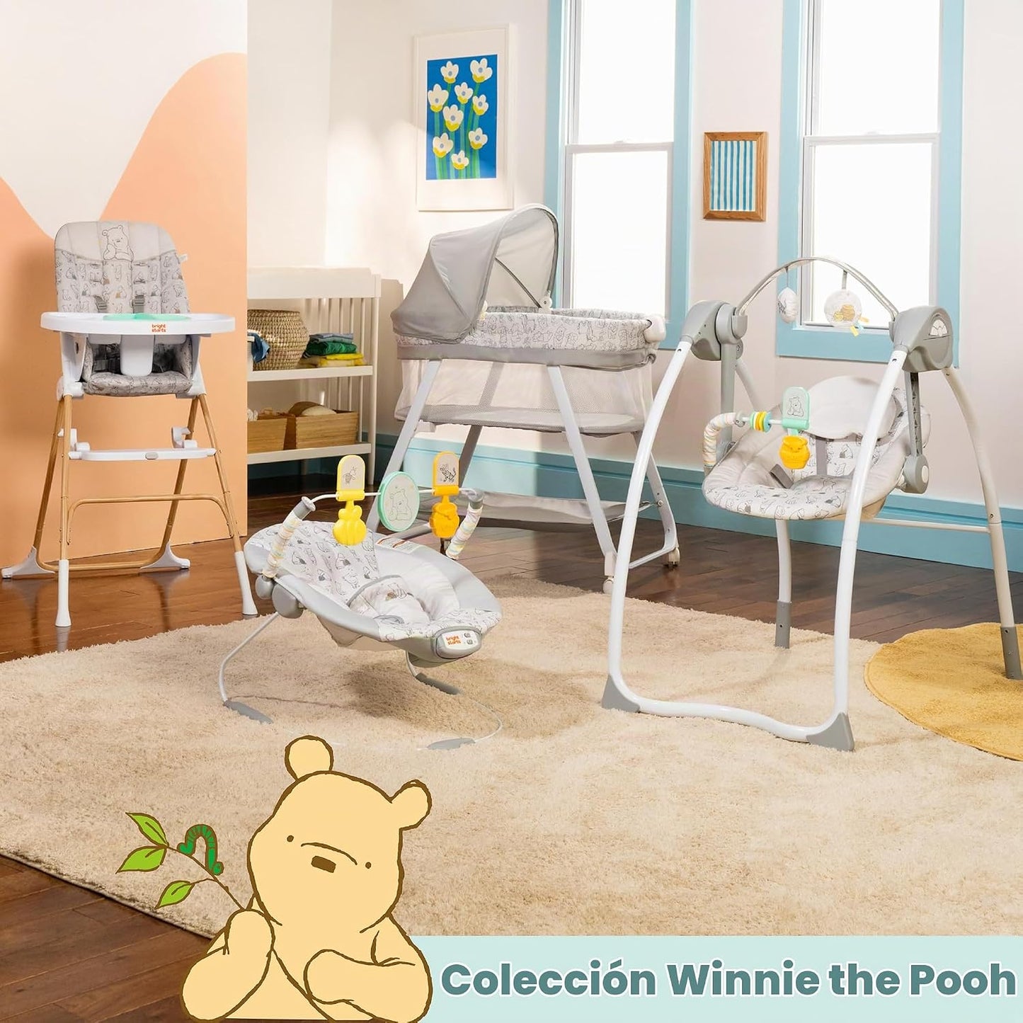 Bright Starts Disney Baby Winnie The Pooh - Silla alta plegable com...