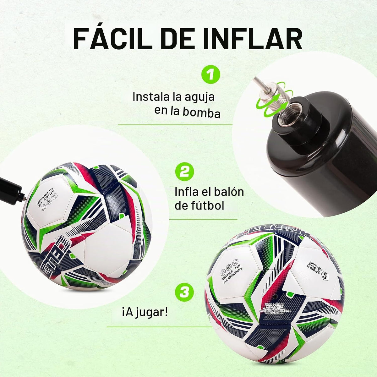 Balón de fútbol tamaño 5 tamaño 4 con bomba, balón de entrenamiento...
