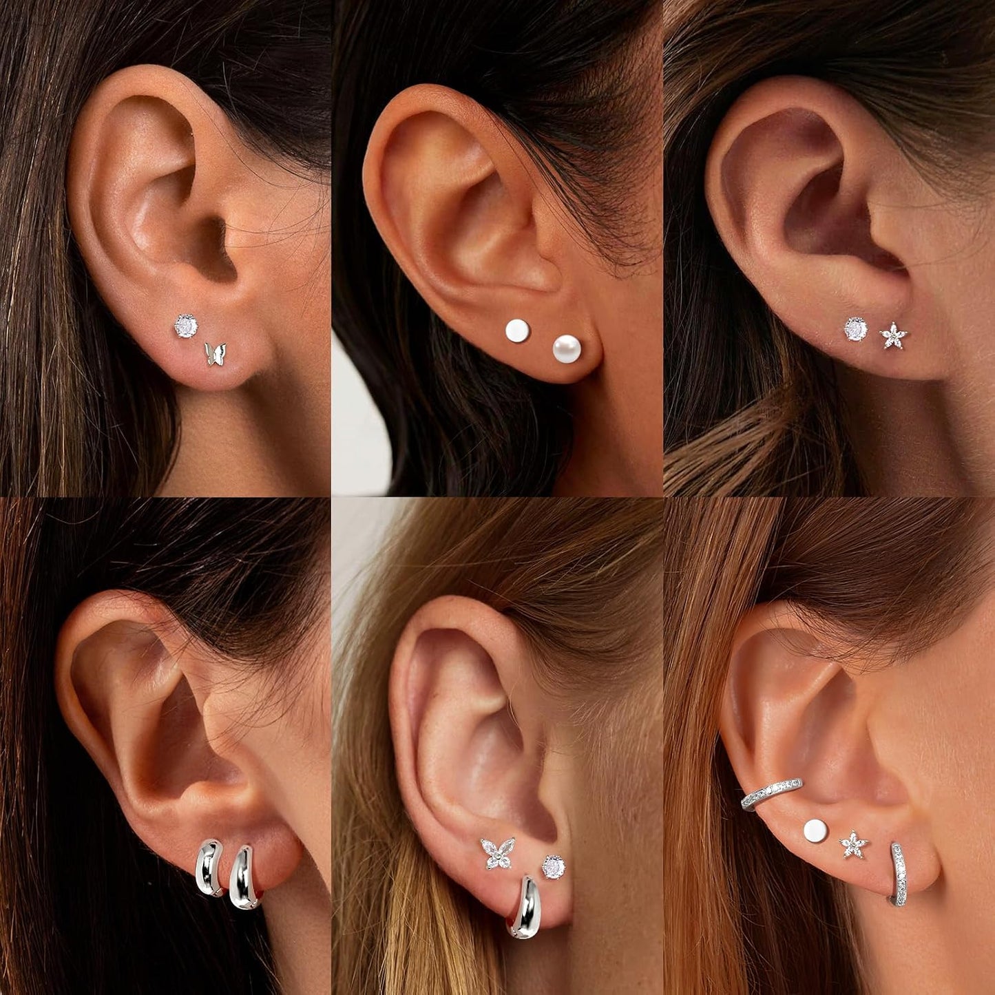 Juego de aretes pequeños de oro para mujer, chapados en oro de 14 q...