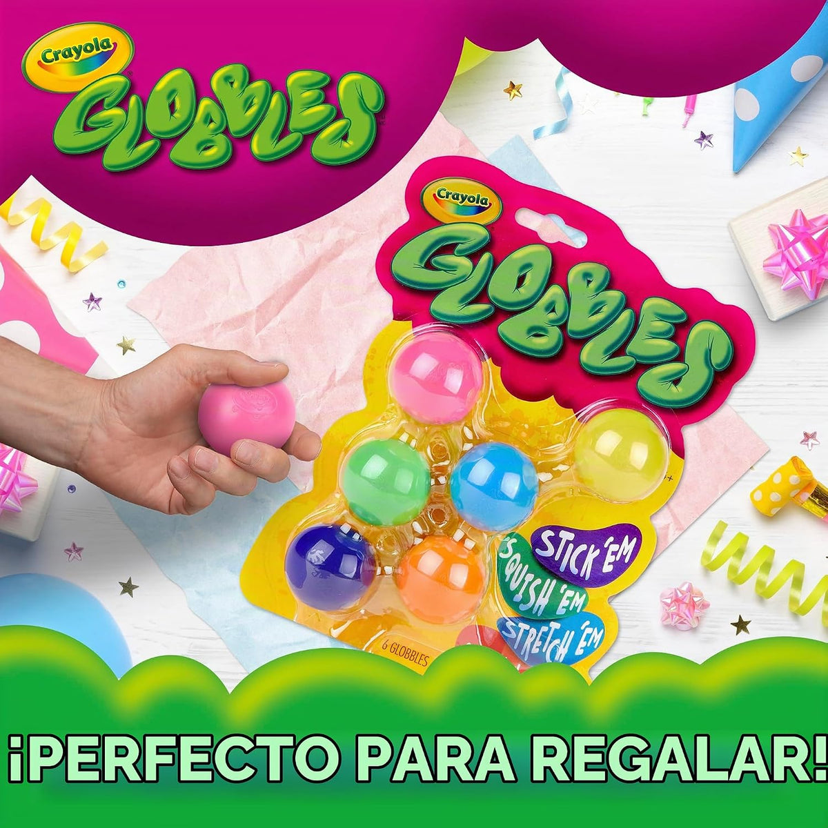 Crayola Globbles Juguete Fidget (6 unidades), Rellenos para Calceti...