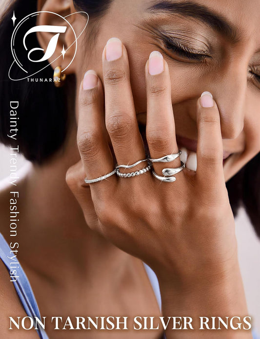 THUNARAZ Anillos chapados en oro de 14 quilates para mujer, no se d...