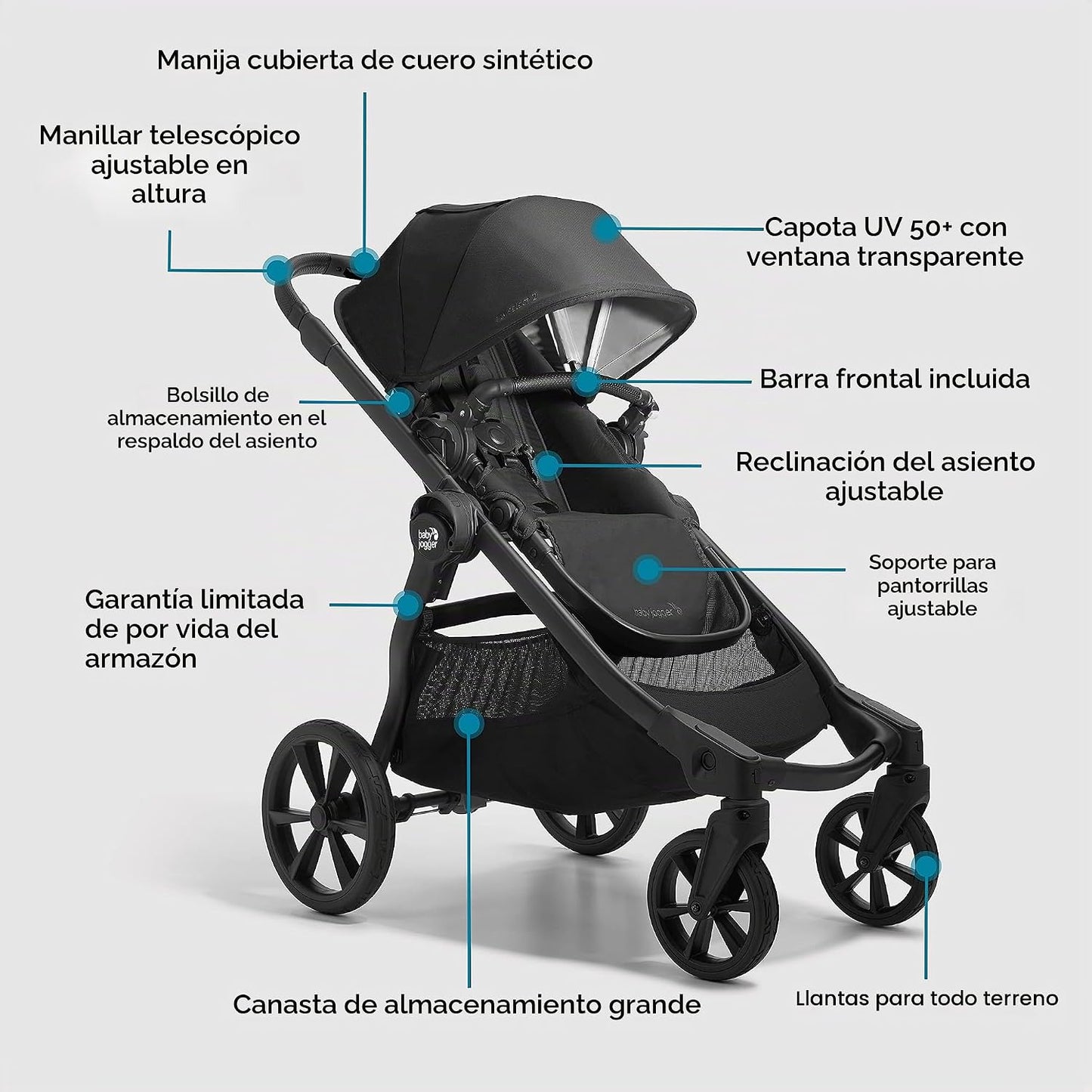 Baby Jogger City Select 2 Cochecito modular de una a dos plazas, co...