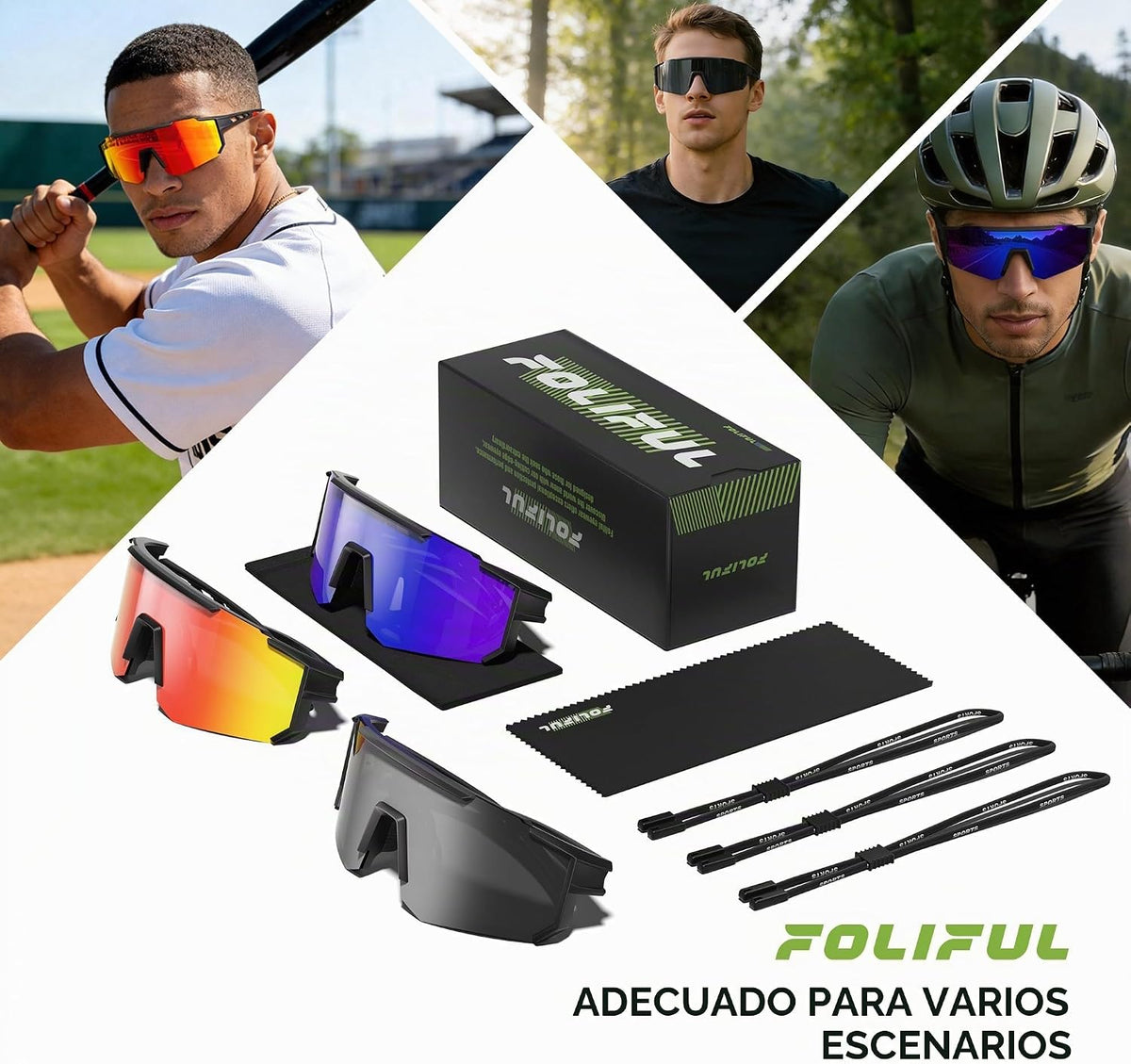 Foliful Gafas de sol deportivas polarizadas para hombres y mujeres...