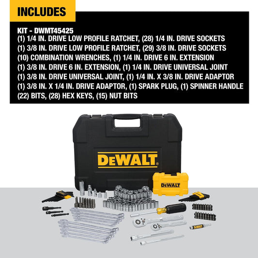 DEWALT Juego de herramientas mecánicas de 142 piezas, accionamiento...