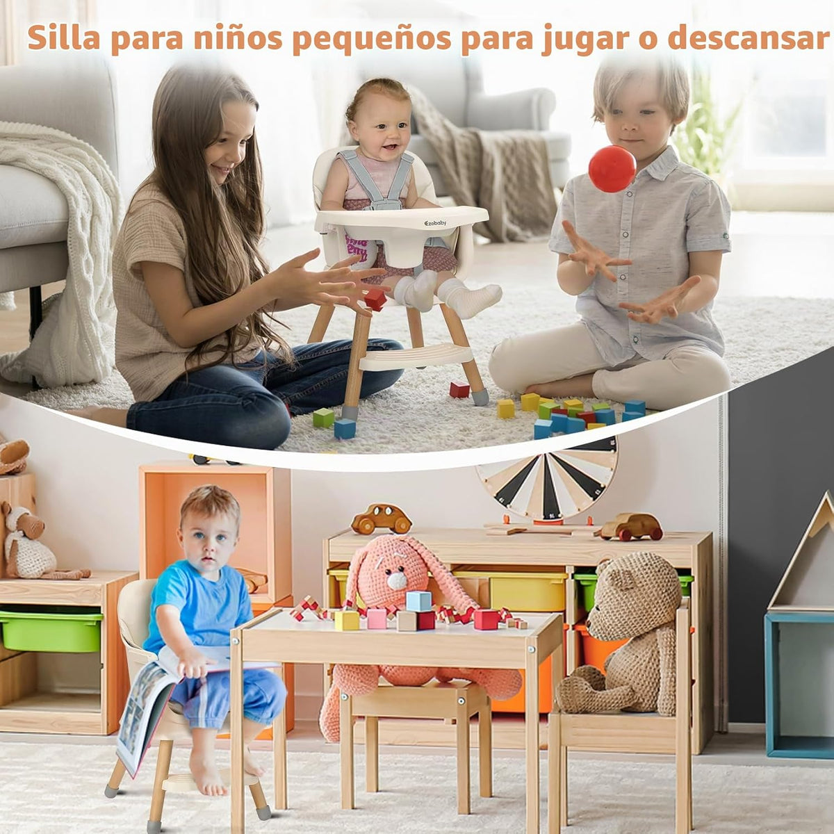 Ezebaby Silla alta portátil para bebé, sillas altas para bebés y ni...