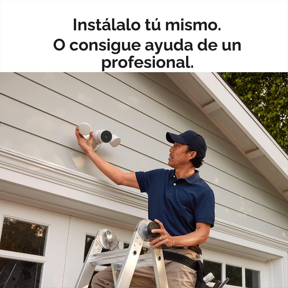 Google Nest Cam con Foco - Cámara Exterior - Cámara de Seguridad co...