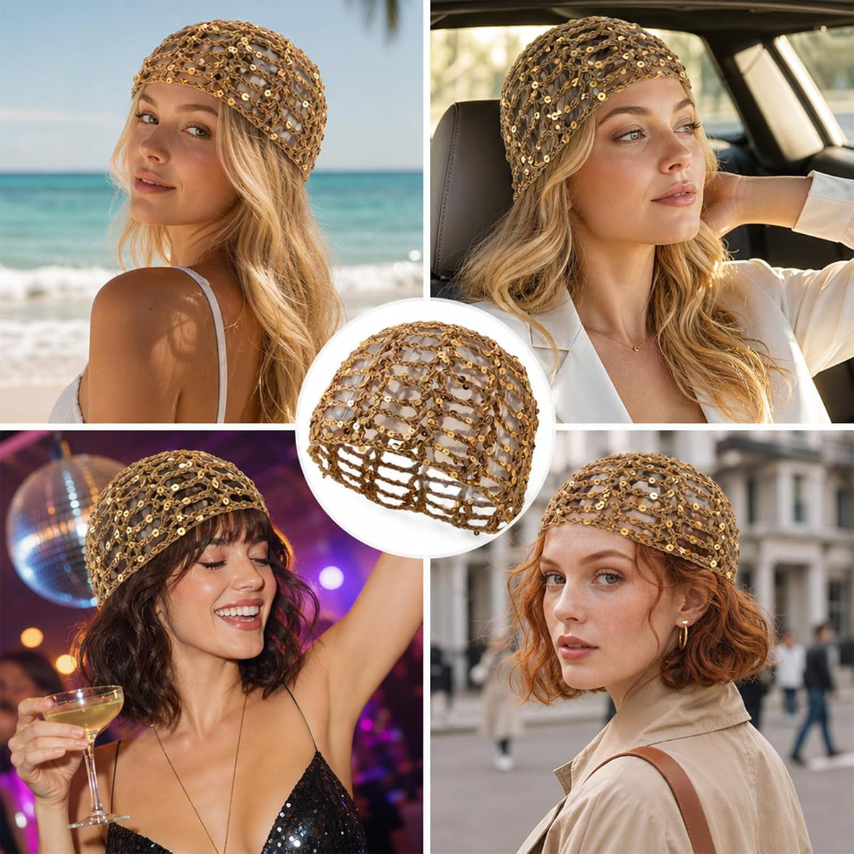 Gorra de ganchillo, gorra de calavera de ganchillo, sombrero de gan...