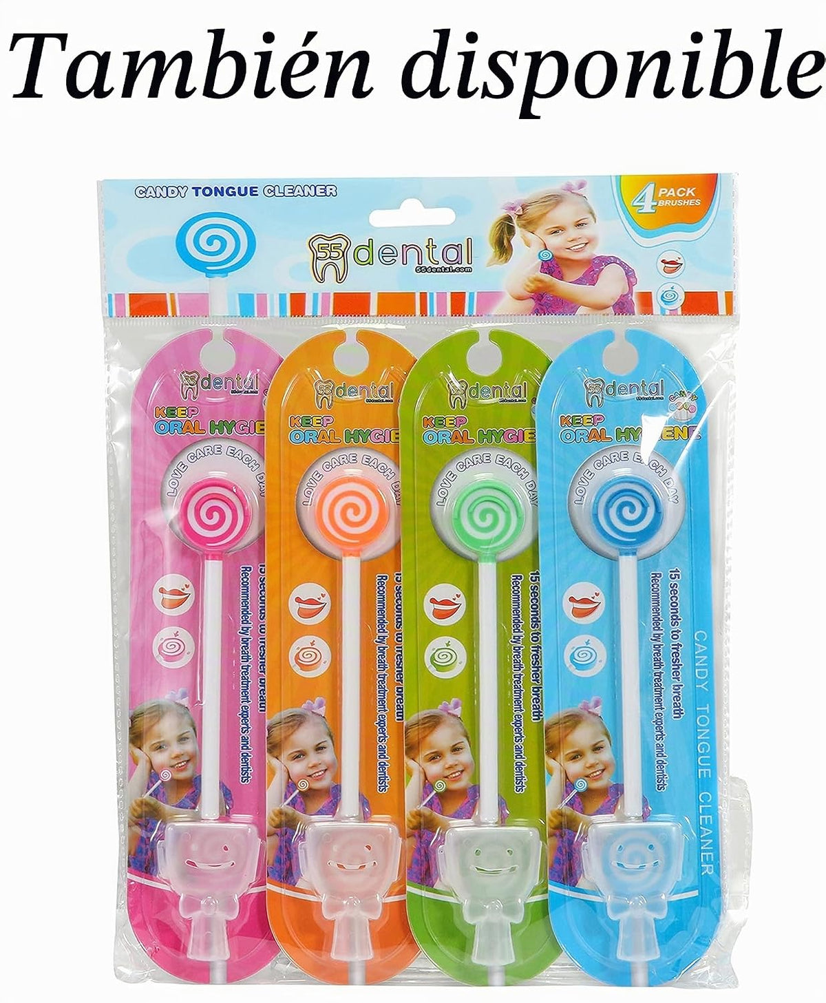 55Dental - Juego de raspador o limpiador de lengua para niños, rasp...