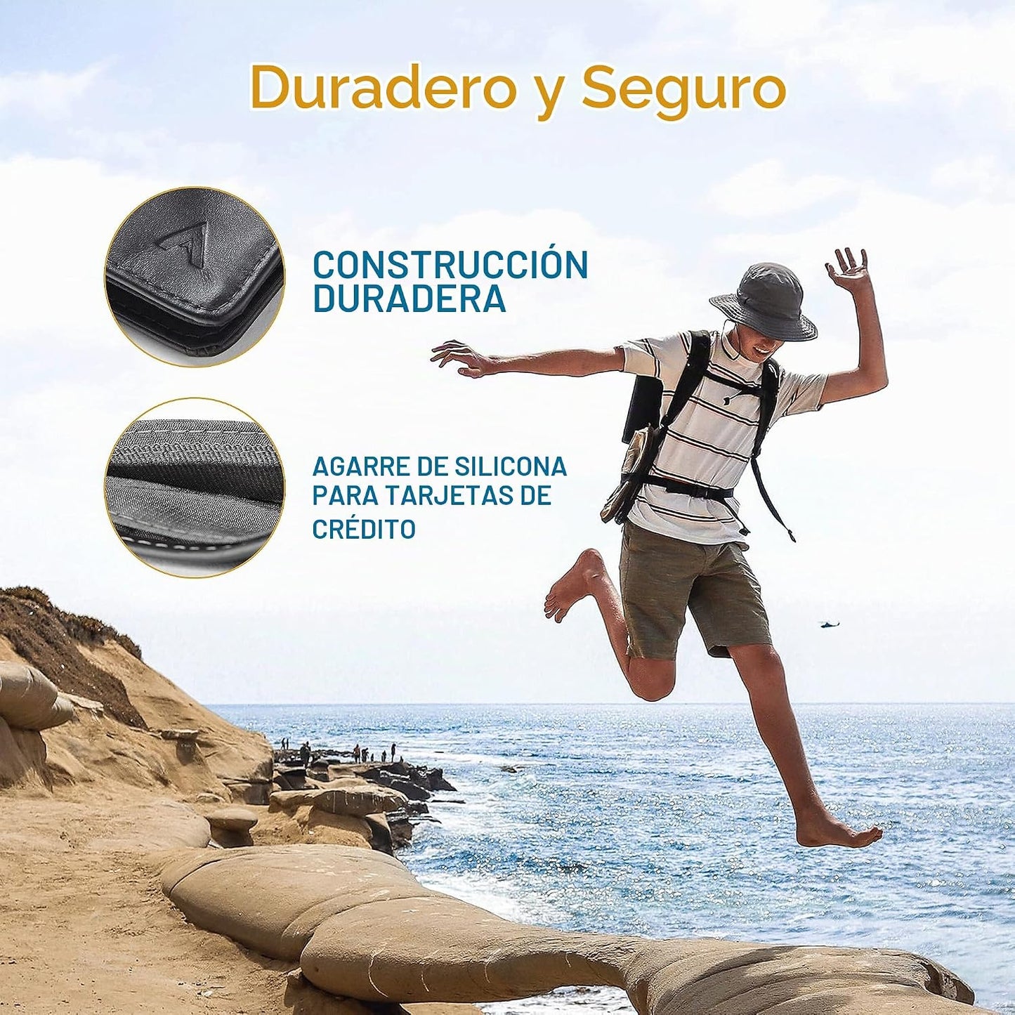 Allett Cartera híbrida para tarjetas, piel, bloqueo RFID, diseño ve...