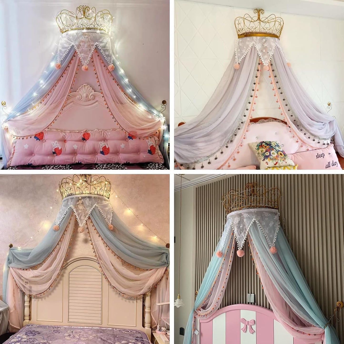 LIANGQIANJIN Dosel de cama para niñas, dosel de cama de princesa co...