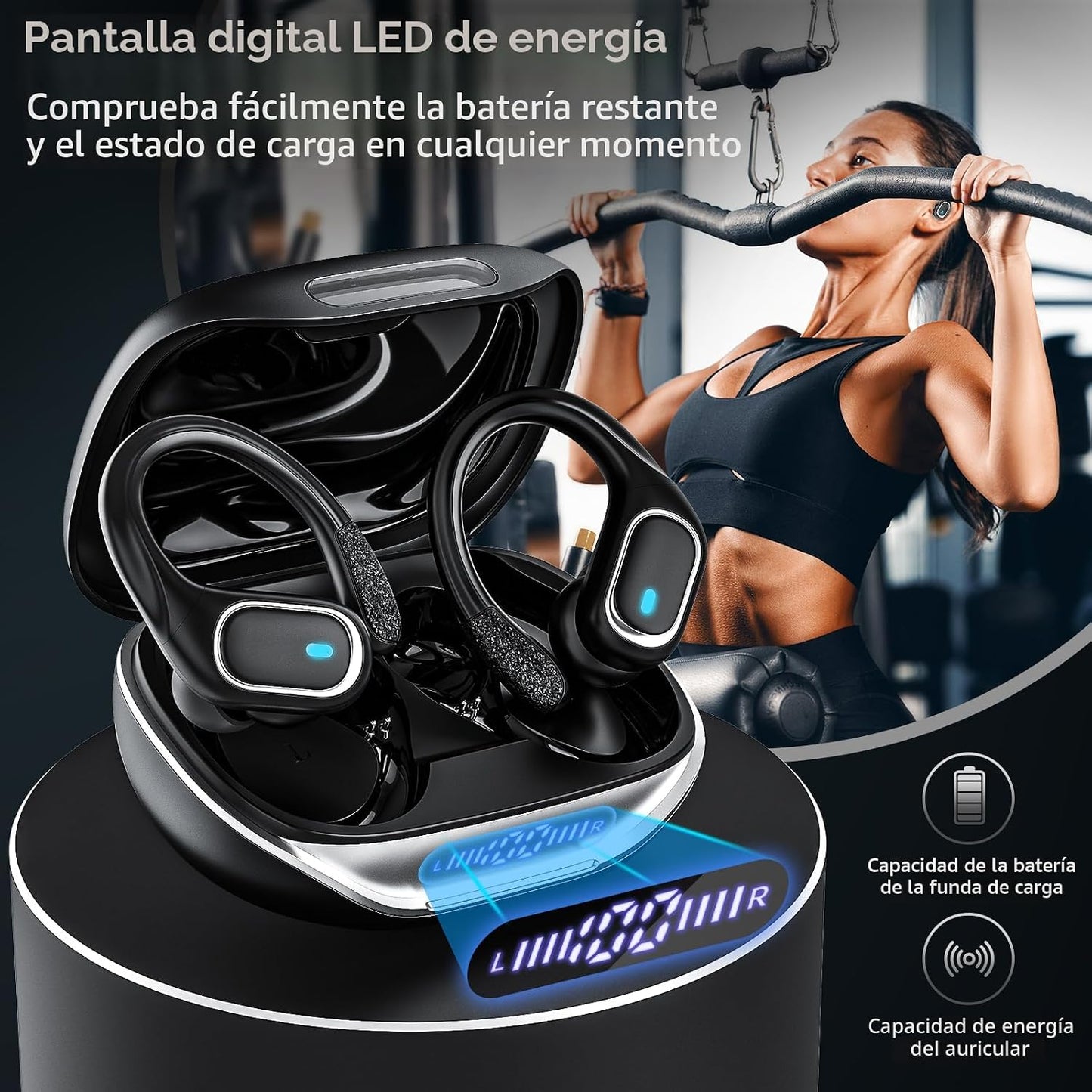 HAOYUYAN Auriculares inalámbricos Bluetooth 5.3 con reproducción de...