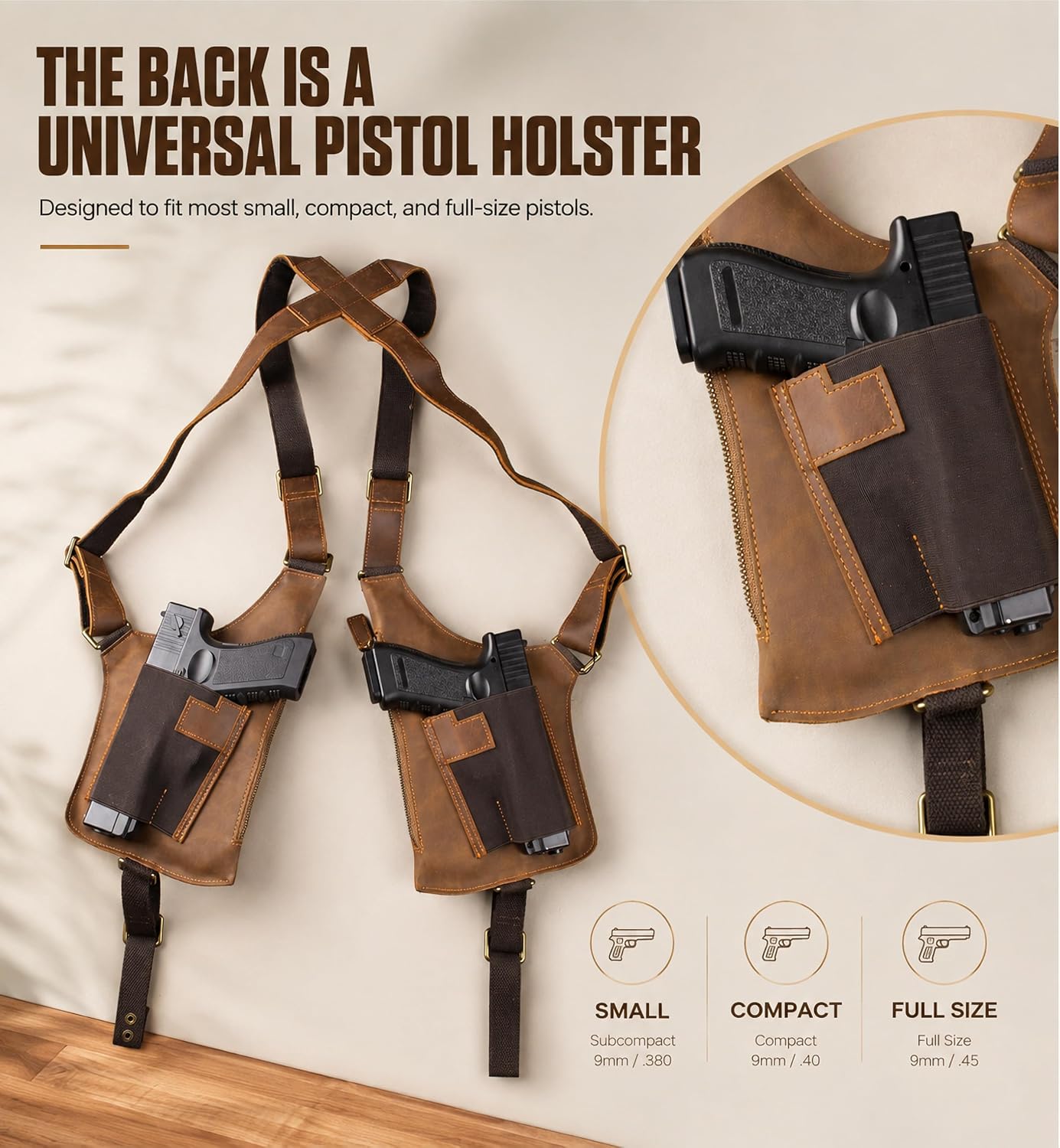 IBYADO Bolso de hombro con axila de cuero genuino para hombres y mu...