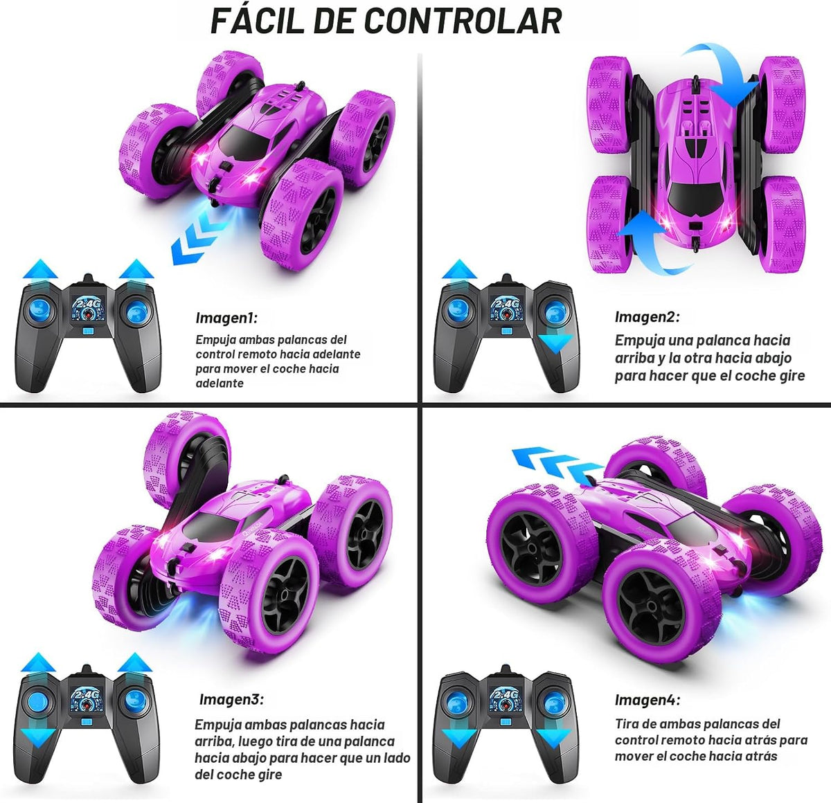 QUNREDA - Autos RC, coche de control remoto púrpura para niñas, RC...