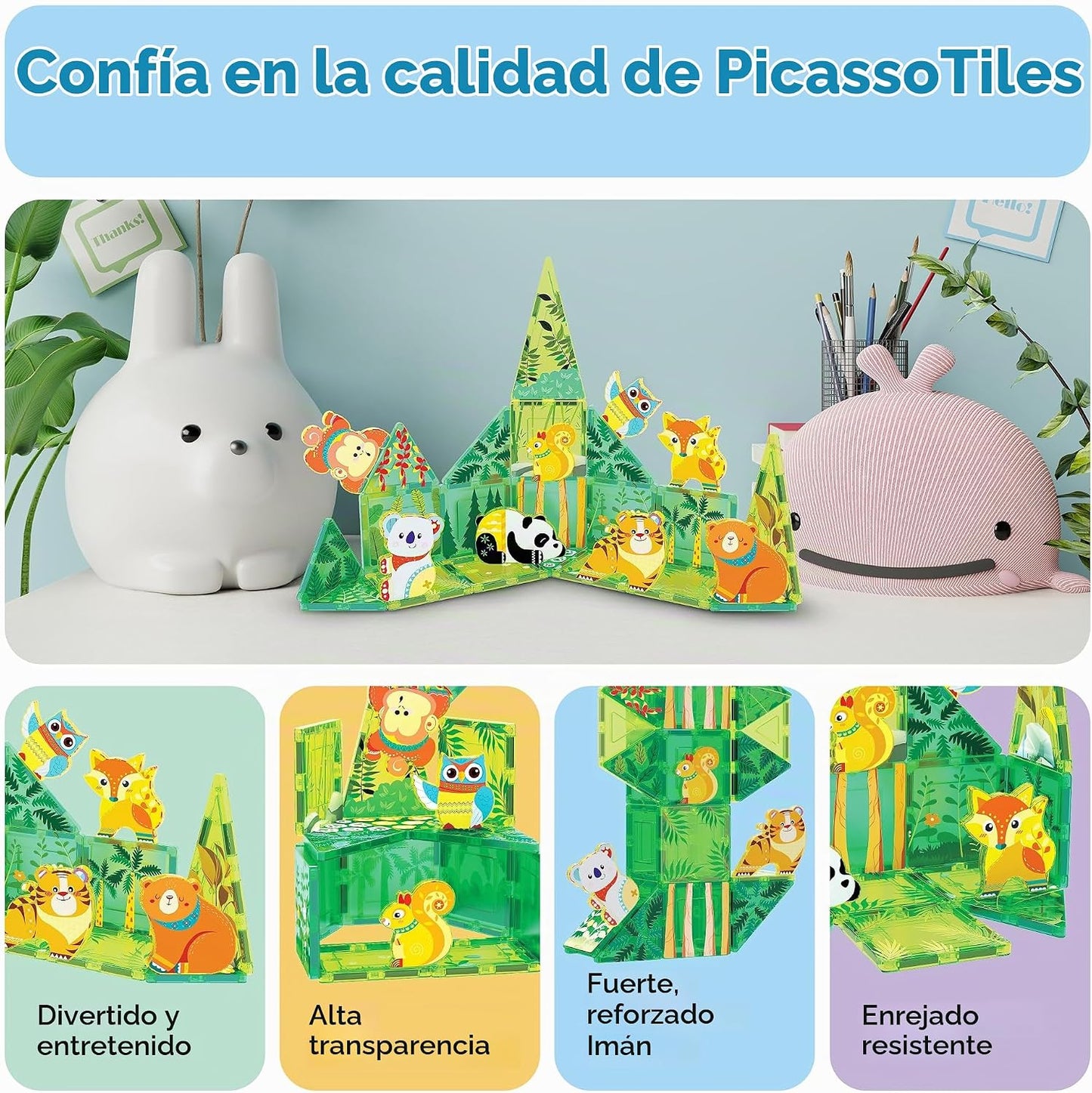 PicassoTiles Juego de bloques de construcción magnéticos con tema d...