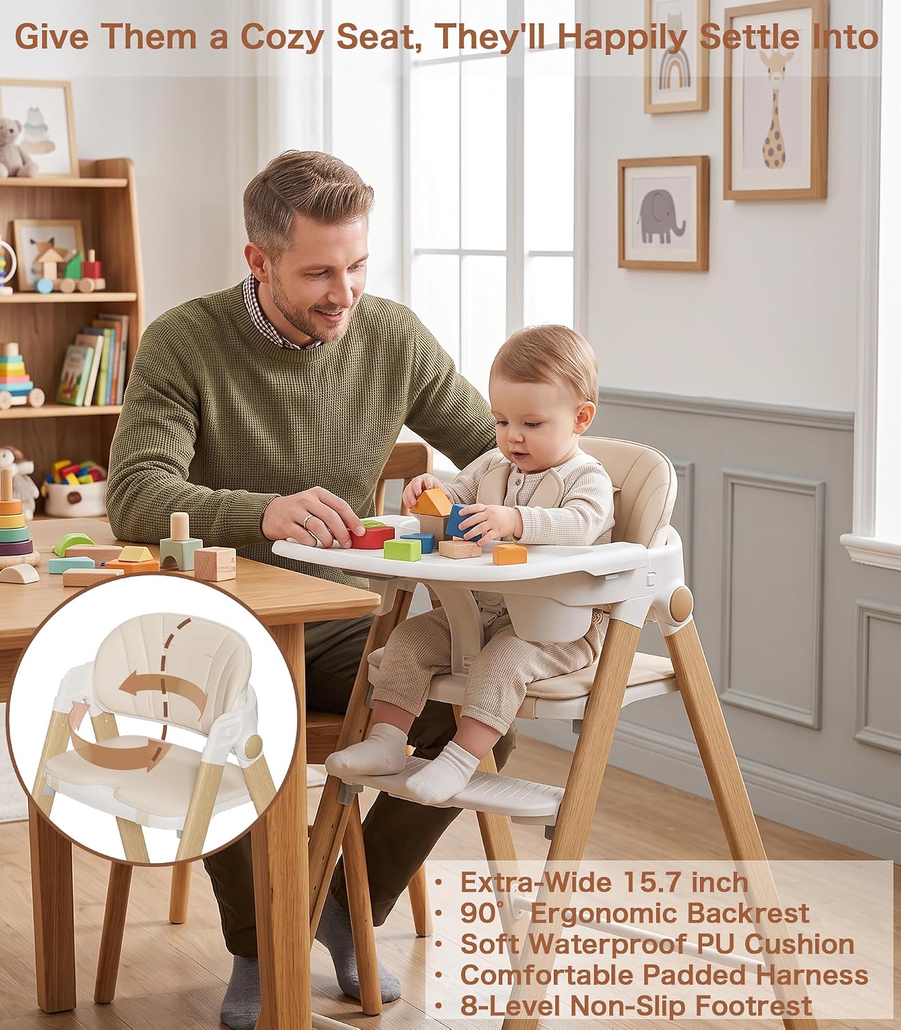 Silla alta convertible para bebé a torre para niños pequeños, trona...
