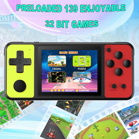 KAVOYI Juegos de mano de 32 bits para niños, 139 videojuegos integr...
