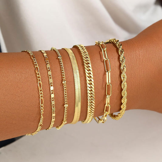 BERISO Pulseras de oro para mujer, elegante pulsera ajustable chapa...